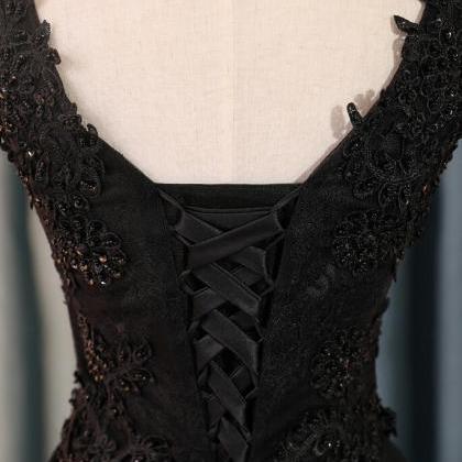 Black Lace High Low Prom Homecoming Dress Lace Party Dress    fg7711 main image 1