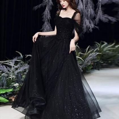 Black Elegant Off Shoulder Long Evening Dress..