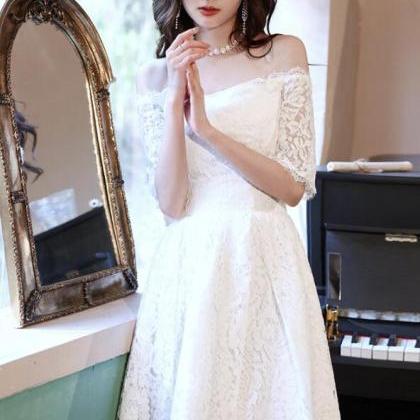 White Lovely Lace Short Party Dress Cute Short..
