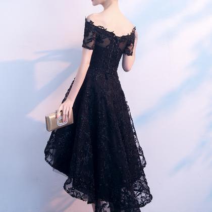 Black Lace High Low Party Dress Custom Black..