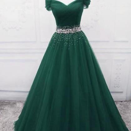 Lovely Dark Green Prom Gown Hand Made Custom Off..