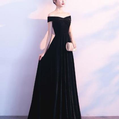 Black Velvet Long Bridesmaid Dress,hand Made..