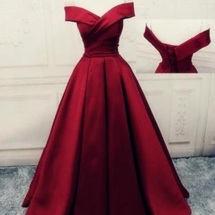 Elegant Burgundy Satin Prom Dress, Custom..
