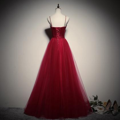 Beautiful Red Tulle Sweetheart Long Prom..