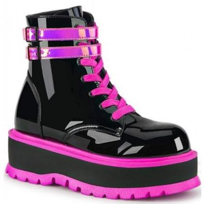 Women Colorful Ankle Boots Gothic Platform Punk..