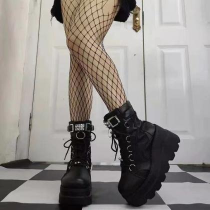 Women Punk Gothic Motorcycle Boots 2022 Platform..