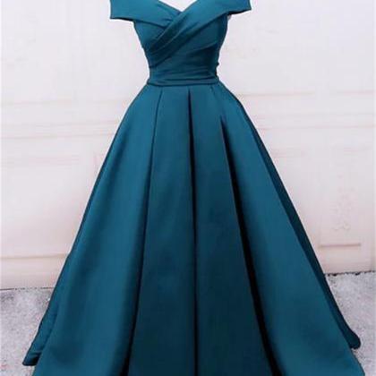 Glam Blue Satin Long Off Shoulder Party Dress,..