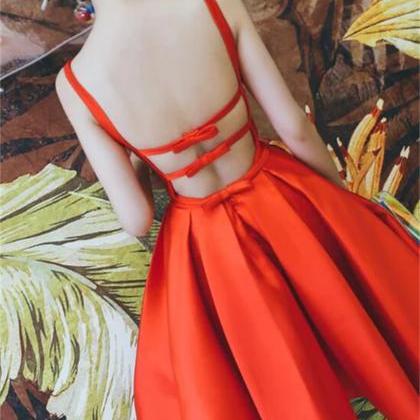 Beautiful Red Backless Satin Party Dress Cute..