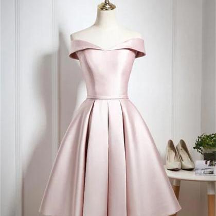 Blushing Pink Formal Dresses Off The Shoulder Floor Length Stretch Satin Formal Dress With Pockets
