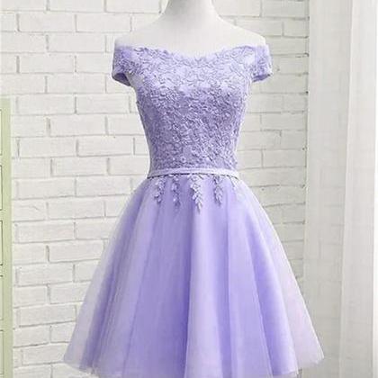 Light Purple Short Bridesmaid Dress Tulle With..