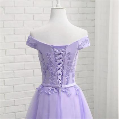 Light Purple Short Bridesmaid Dress Tulle With..