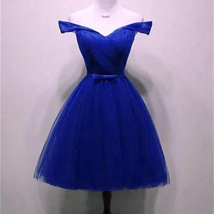 Royal Blue Tulle Simple Party Dress Lovely Formal..