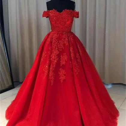 Red Off Shoulder Gorgeous Prom Dress Lovely Formal..