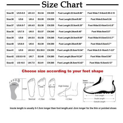 Catwalk footwear shop size chart