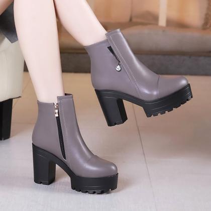 Thick-soled Short Boots Autumn And Winter..