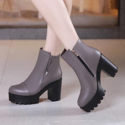Thick-soled Short Boots Autumn And Winter..
