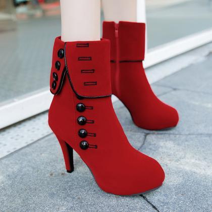 Classy Red Or Black Warm Winter And Autumn Rivets..