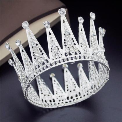 Royal Queen Crown Full Circle Rhinestone Metal..