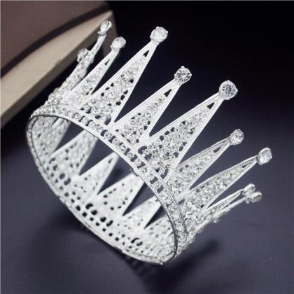 Royal Queen Crown Full Circle Rhinestone Metal..
