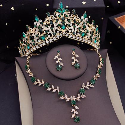 Luxury Tiaras Bridal Jewelry Sets For Women Flower..