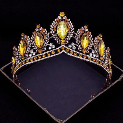 Vintage Baroque Crystal Tiaras Wedding Crown Bride..