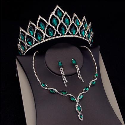 Blue Crystal Bridal Jewelry Sets For Women Fashion..