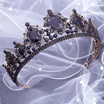 Black Rhinestone Crystal Tiaras And Crowns Bridal..