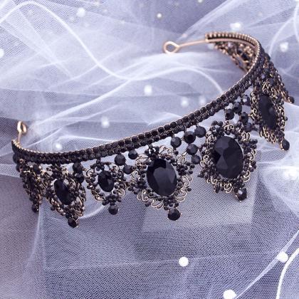 Black Rhinestone Crystal Tiaras And Crowns Bridal..