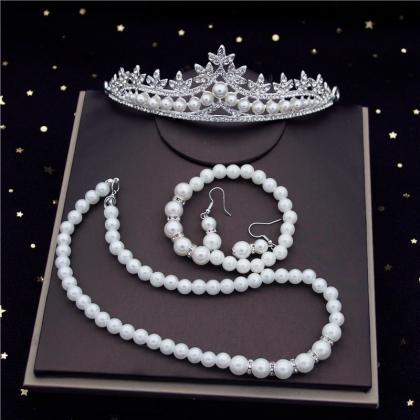 Rhinestone Pearls Bridal Jewelry Sets For Women..