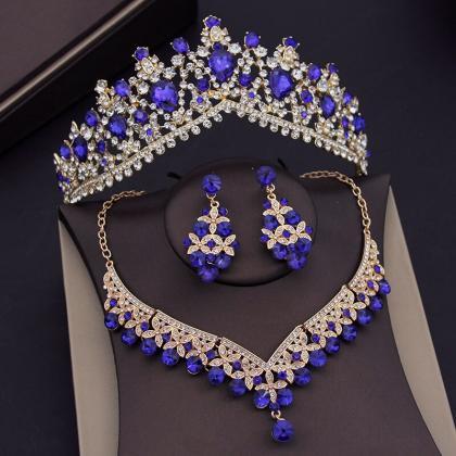 Crystal Bridal Jewelry Sets For Women Tiaras Crown..