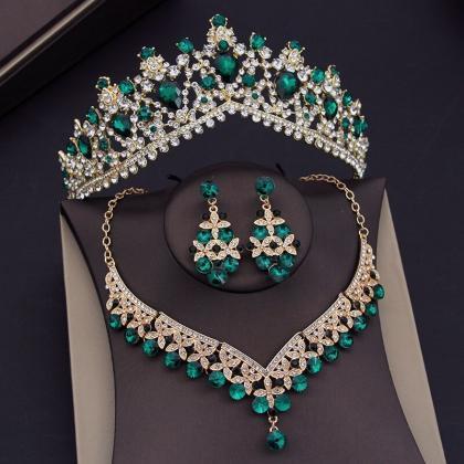Crystal Bridal Jewelry Sets For Women Tiaras Crown..