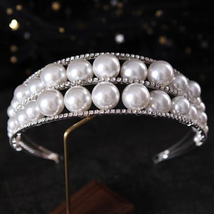 Rhinestone Pearls Tiaras And Crowns Royal Queen..