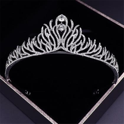 Vintage Baroque Metal Crystal Tiaras Wedding Crown..