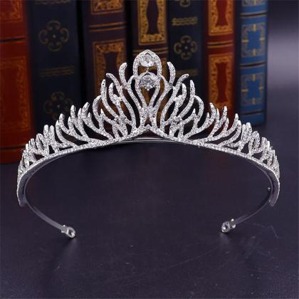 Vintage Baroque Metal Crystal Tiaras Wedding Crown..