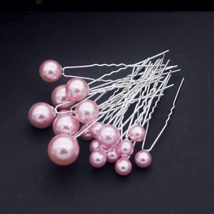 Fashion U-shaped Pin Pink Barrette Clip Hairpins..