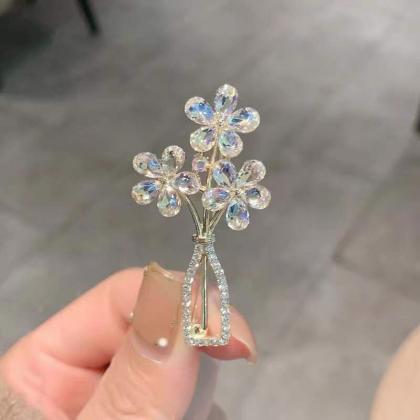 Colorful Crystal Flower Rhinestone Brooch Pin..