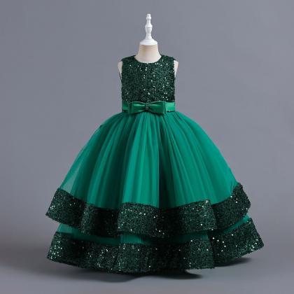 Green Flower Girl Dress Princess Dress..