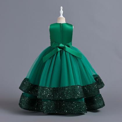 Green Flower Girl Dress Princess Dress..