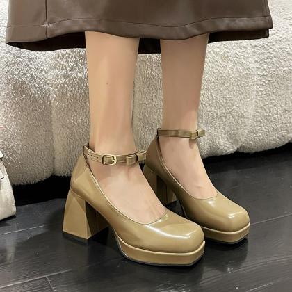 Heel Platform Mary Jane Shoes Autumn Fashion Ankle..