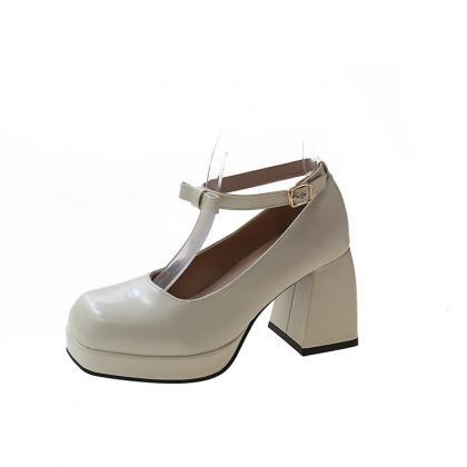Heel Platform Mary Jane Shoes Autumn Fashion Ankle..