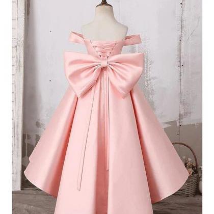 Pink Flower Girl Dresses Off The Shoulder Sheer..