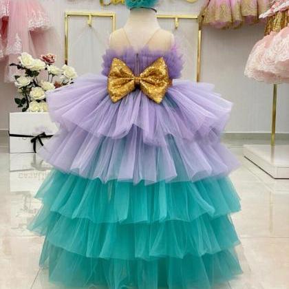Lilac Turquoise Tutu Tulle Skirt For Baby Birthday..