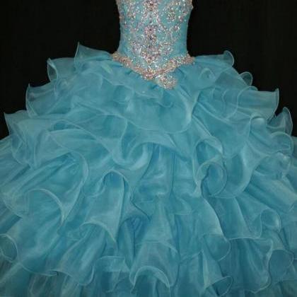 Luxury Crystals Beading Flower Girls Dress Pageant..