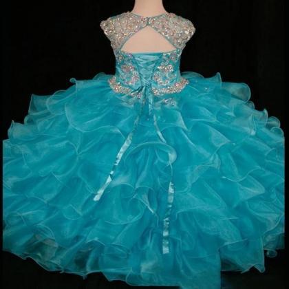 Luxury Crystals Beading Flower Girls Dress Pageant..