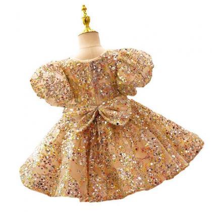 Gorgeous Champagne Gold Ball Gown O-neck..