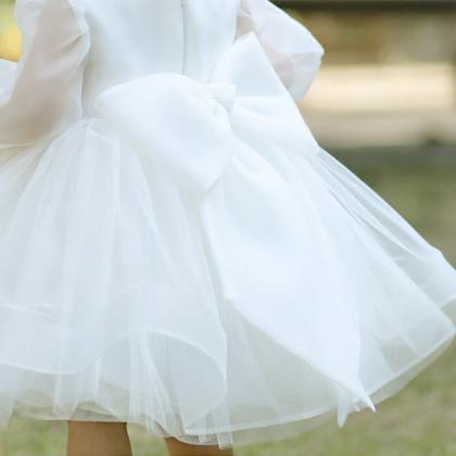 Infant Princess Dress White Tulle 1 Year Birthday..
