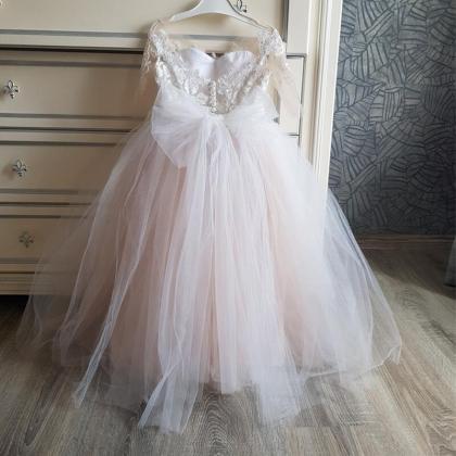 Flower Girl Dresses Floor Length O-neck With Lace..