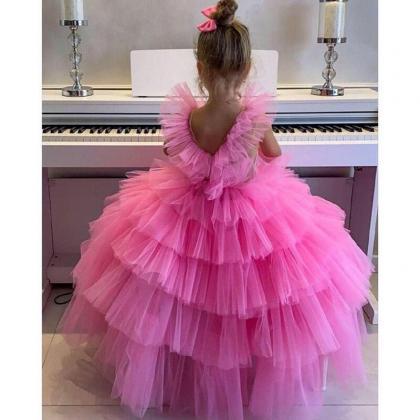 Pink Ruffles Flower Girls Dresses For Weddings..