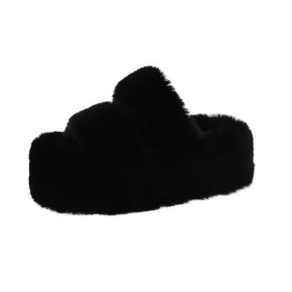7cm Thick-soled Fur Slippers For Women, Autumn And..