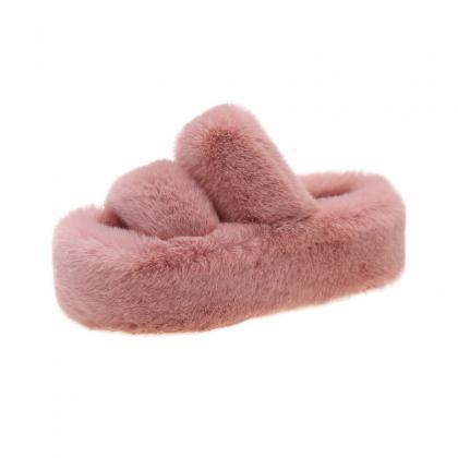 7cm Thick-soled Fur Slippers For Women, Autumn And..